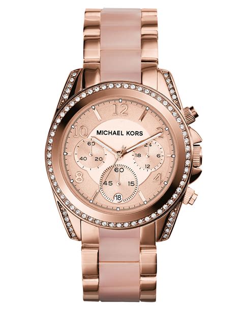 michael kors women's rose goldtone and blush mini blair watch|rose gold watches for women.